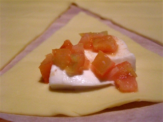 Mini mozzarella and tomato croissants