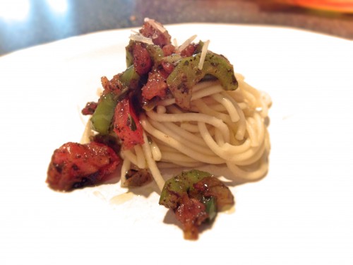 spaghetti truffle green olive