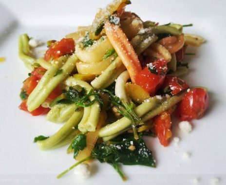 leek tomato parsely casarecce