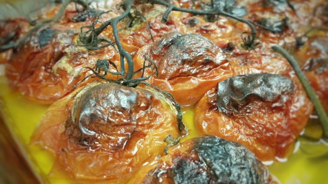 roasting tomatoes on the vine