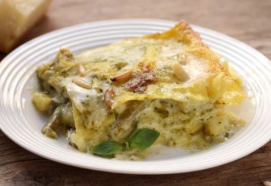 Lasagna with pesto alla genovese