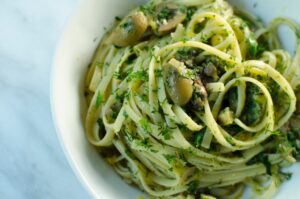 linguine with green olives and capers